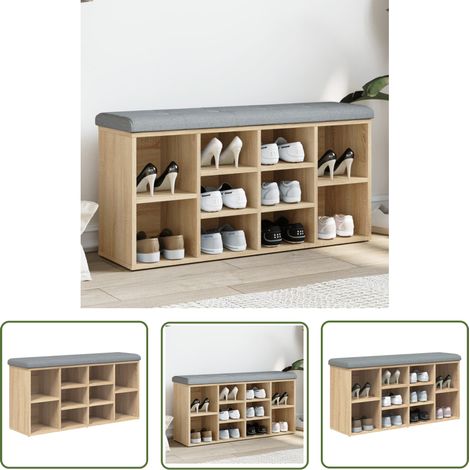 vidaXL Schuhbank Sonoma-Eiche 102x32x50 cm Holzwerkstoff (1/5)