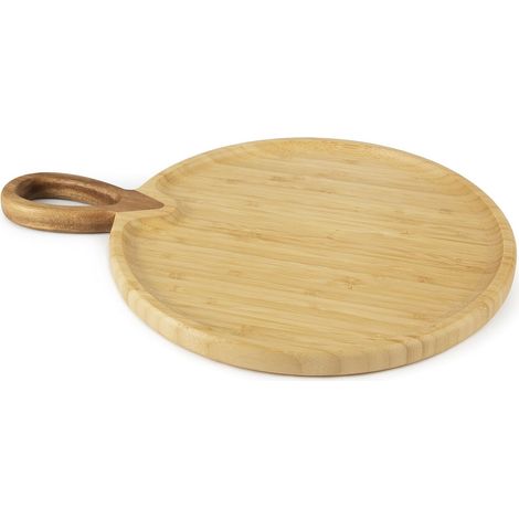 Excelsa Eco Living Tagliere/Vassoio Tondo, Bamboo e Acacia, Diametro Cm. 30