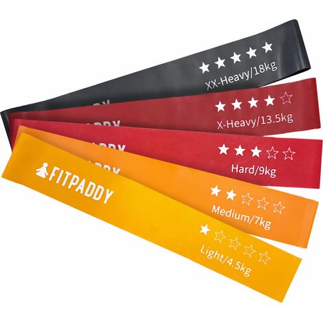 FITPADDY Fasce Elastiche 5 pezzi Resistenza Lieve Media Pesante 4,5-18kg Multicolore (1/3)