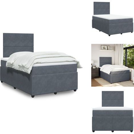 Sommier à lattes de lit et matelas gris foncé 120x190cm velours - Sommier À Lattes De Lit - Sommiers À Lattes De Lit - Lit - Meuble De Chambre À Coucher (1/5)