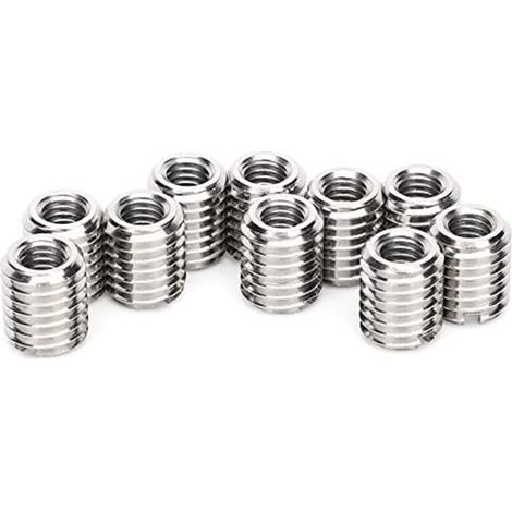 10pcs Noix d'insertion, insert fileté m6/m10, Écrou d'Insertion, 303 Acier inoxydable (Intérieur M6x1.0 extérieur M10x1.5 lueur 12 mm),A (1/5)