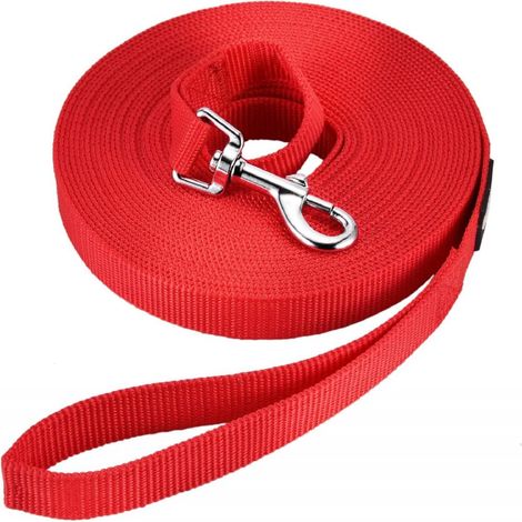 1 Laisse de dressage, nylon rouge 10m, mousqueton pivotant 360°, pour chien et chat, randonnée jogging (1/5)