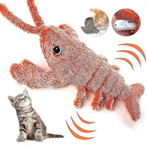 Jouet pour chat en forme de homard électrique à rouler, jouet à mâcher en forme de poisson, jouet à mâcher pour chat (1/5)
