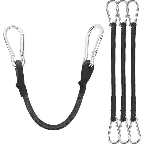 Tendeurs Elastique vec Crochets, Cordon Élastique avec Mousqueton, Sangle Sandow Elastique Tendeurs de Fixation pour Bâches Tente Bagages Voile d'ombrage Vélo, Noirs (4pcs 30cm) (1/5)