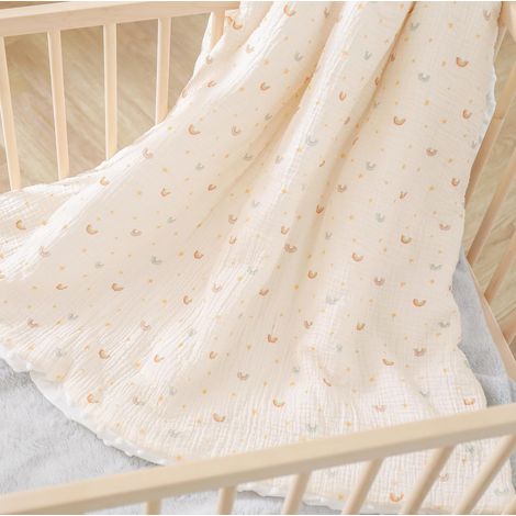 Couverture Bébé Minky Et Mousseline - 1 Pièce - Coton Oeko Tex - Douceur Hiver - Lit Et Poussette - 75x100 Cm (1/5)
