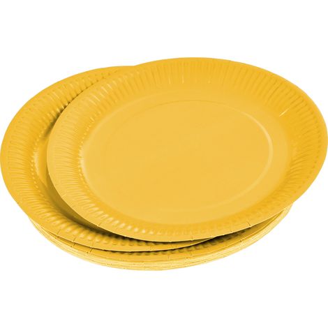 Set de 20 assiettes carton 23 cm Unies jaune (1/2)