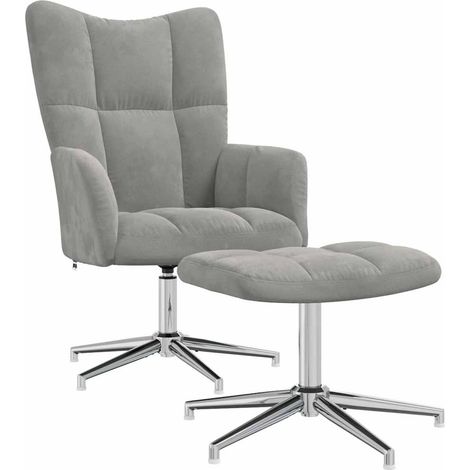 Maison Exclusive - Relaxsessel mit Hocker Hellgrau Samt