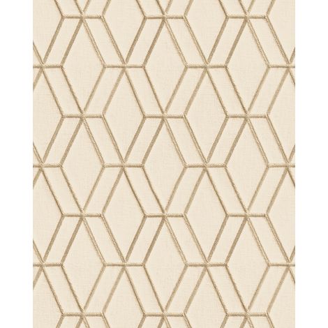Papier peint à motifs graphiques Profhome DE120063-DI papier peint intissé gaufré à chaud gaufré avec un motif de losanges brillant beige or 5,33 m2 (1/4)