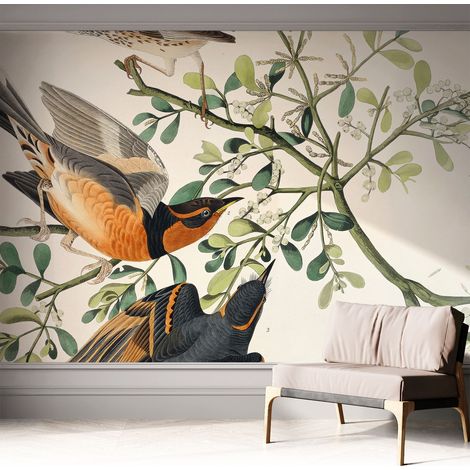 Selbstklebend Tapete - abwaschbar - Raumgestaltung Schlafzimmer Wohnzimmer Tapete Bunte Vögel 312x219 cm (1/5)