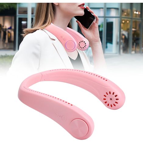 Tragbarer Nackenventilator mit farbigem Nachtlicht, Mini-USB-Ventilator in Pink mit Wiederaufladbarkeit (1/5)