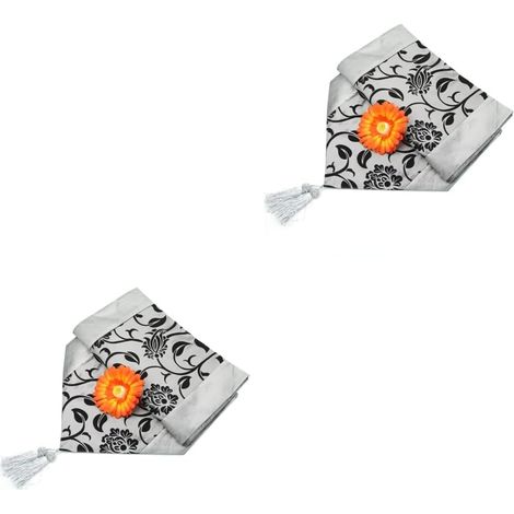 2pièces Nappe De Décoration Européenne Flocking Gris Chemin De Table Élégant Pour Mariage Et Fêtes (1/5)