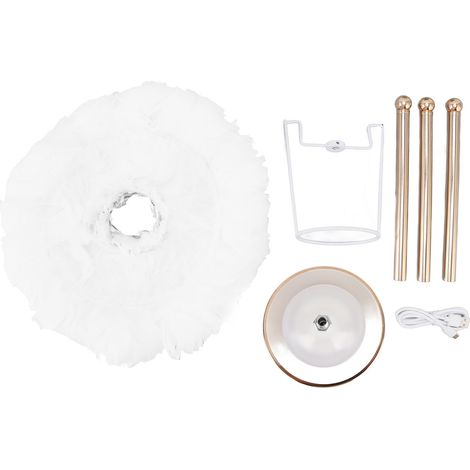 Lampe de Table à Plumes avec Luminosité et Couleur Réglables, Rechargeable, Contrôle Tactile, Lumière d'Ambiance Blanche (1/5)