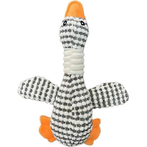 Jouet à mâcher pour chien en peluche en forme d'oie sauvage, résistant aux dents et émettant des sons. Jouet interactif pour chat et chien. (1/4)
