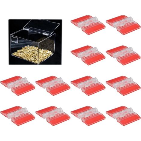 16 Pack Clear Plastic Self Adhesive Hinges Acrylic Double Sided Adhesive Hinges Suitable for Drawers, Cabinets, Furniture and Display Stands (25x35mm) (1/5)