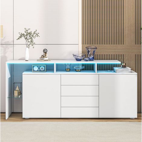 Buffet Moderno 2 Ante 4 Cassetti 2 Nicchie – 160x35x70 cm (1/5)
