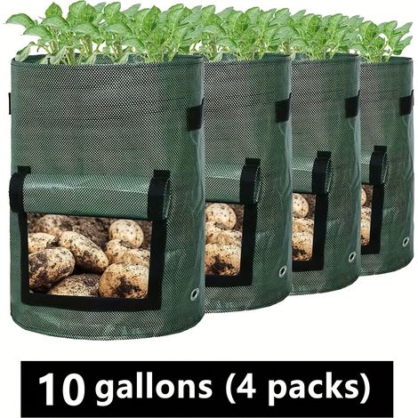 Filiyano-Sacs de plantation de pommes de terre de 7 gallons (paquet de 4) avec poignée et couvercle (37,85 L) (1/5)