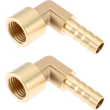 2 Raccords Coudés en Laiton 1/4" BSP Femelle Vers Embout Cannelé 8 Mm pour Tubes Et Tuyaux (1/5)