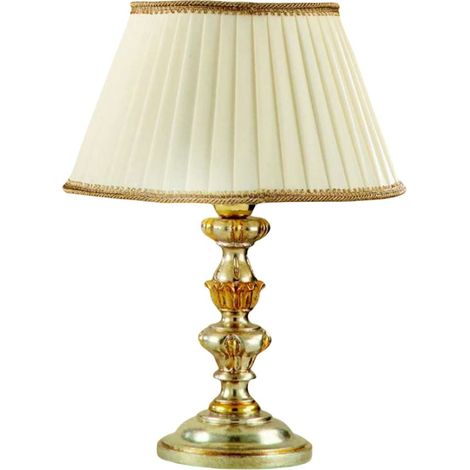 Lumetto In Legno Classico Oro Con Paralume 1 Luce Rondone