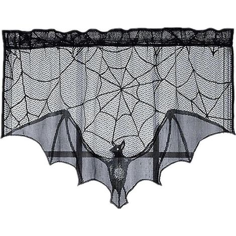 Halloween-Dekoration: Fledermäuse, Vorhänge, schwarze Spitze, Spinnennetz, Ofen-, Handtuch- und Lampenschirm-Dekoration für gruselige Feste