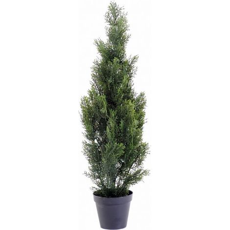 Plante artificielle haute gamme Spécial extérieur / Cyprès artificiel Mini Vert - Dim : 93 x 25 cm (1/3)