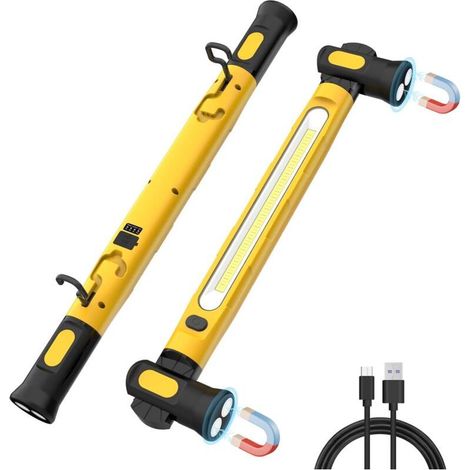 Baladeuse de chantier, Barre lumineuse de travail pour capot, barre LED magnétique 3000 lumens avec crochets, lampe de capot sans fil rechargeable 5200 mAh-Crezuo (1/5)