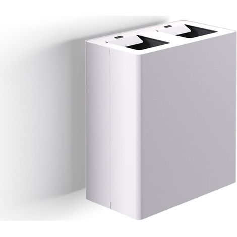 Pattumiera a Muro a 2 Scomparti Totale 40 L 51x28x56 cm con Contenitori Interni in Acciaio Verniciato Bianco