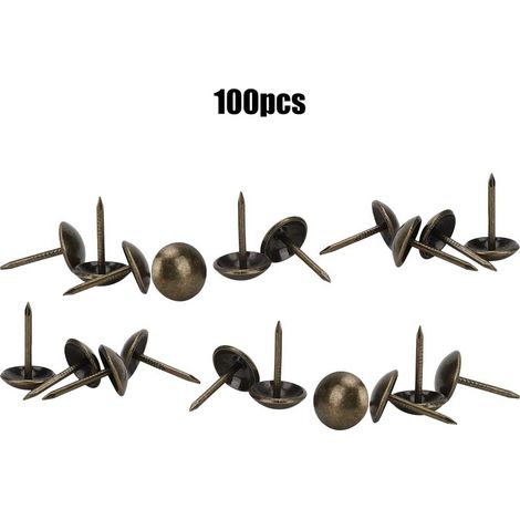 100 Clous de Tapissier Antique Laiton Fer Décoratif Punaise Mobilier Accessoires 11x17mm Bronze (1/5)