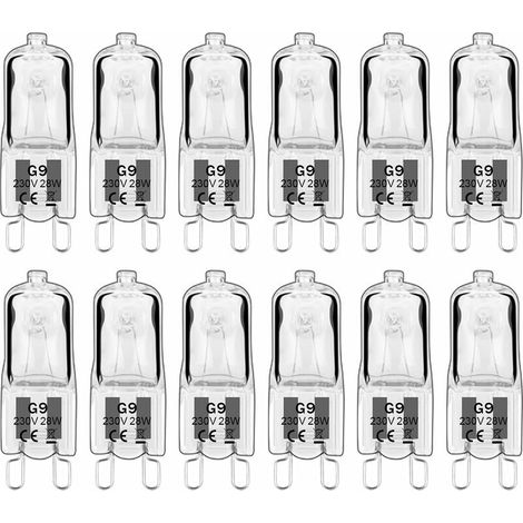 12 pièces G9 Lampes halogènes , ampoules G9 230V 28W 480lm, 2800K blanc chaud, ampoules à capsule dimmable, sans scintillement [Classe énergétique G] (1/4)