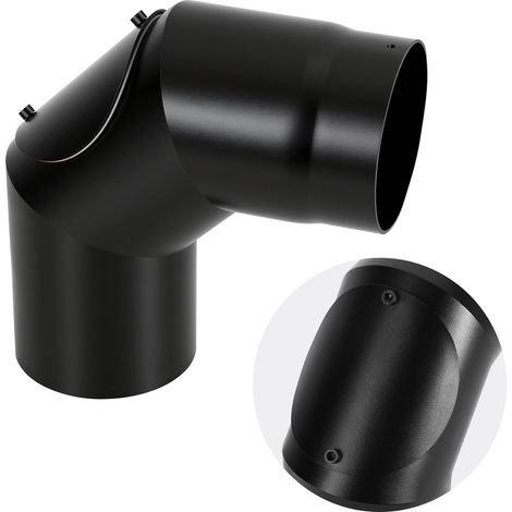 TolleTour Codo para tubo de estufa Ø120 mm,90°,con registro de limpieza,acero de 2 mm,negro,hasta 600 °C,para estufa de leña (1/5)