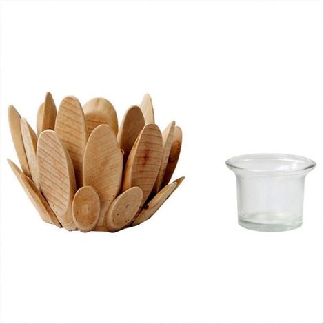 Porte-bougie fleuri, support pour bougie pilier en bois, porte-lampe chauffe-plat fleuri (1/5)