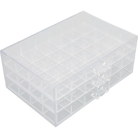 Boîte de rangement pour boucles d'oreilles, 3 niveaux, 72 compartiments, en acrylique transparent, avec couvercle anti-poussière, pour colliers et bagues. (1/5)