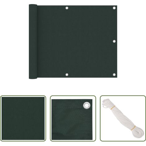 vidaXL Écran de balcon UV - Écran de balcon Vert foncé 75x400 cm Tissu Oxford (1/5)