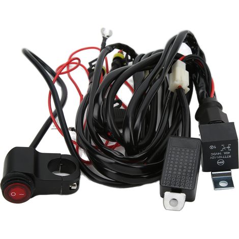 Faisceau de câblage LED 4m 14AWG 1 vers 2 avec relais 40A fusible pour moto SUV ATV UTV (1/5)