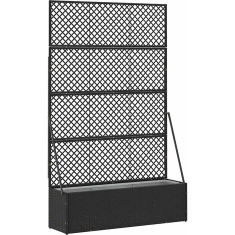 Cache-pot de jardin rectangulaire moderne 105 x 30 x 170 cm durable ambiance épurée en métal noir (1/5)
