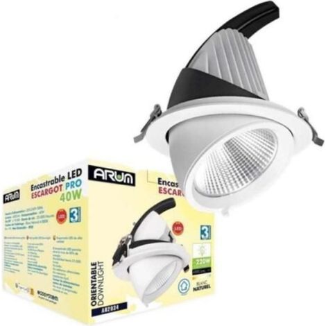 Spot LED escargot COB 40W encastrable orientable Transfo EAGLERISE Température de Couleur: Blanc neutre 4000K (1/5)