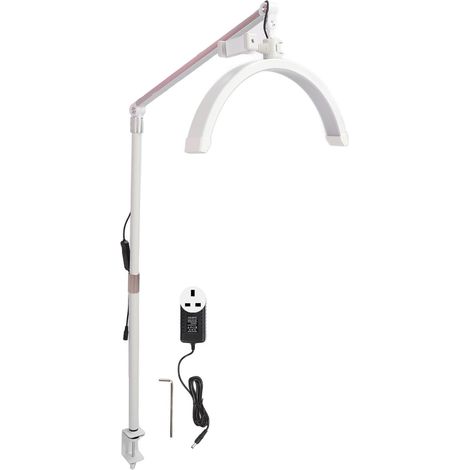 Lampadaire LED demi-lune 20W 16 pouces, blanc, 3000K-6000K, 10 niveaux de luminosité, hauteur réglable, lampe de beauté cils, fiche UK 100-240V (1/5)
