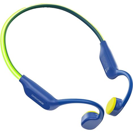 Auriculares de conducción ósea, resistentes al agua IP68, luz de seguridad LED integrada, color azul. (1/2)