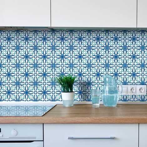 Sticker Mural Carrelage Adhésif Cuisine et Salle de Bain Carrelages Azulejos 24 Sticker Tiles de 15x15 cm (1/5)