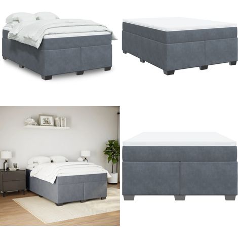 Boxspringbett mit Matratze Dunkelgrau 140x200 cm Samt - Samtbett - Boxspringbett - Doppelbett - Bettauflage - Matratze - Home & Living (1/5)