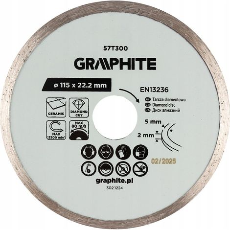 Diamantscheibe graphite 57t300 Nassschnitt 115 mm