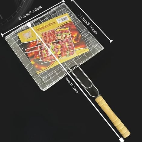Grille de barbecue pliable et épaisse en acier inoxydable, grande capacité, avec poignée, idéale pour griller le poulet. (1/5)
