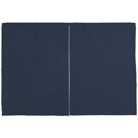 Set di 4 pareti laterali per gazebo da giardino protezione intemperie 3 x 2 finestre in PE blu 130010657