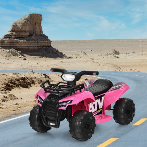Quad Électrique Enfants avec 4 Roues Antidérapantes Musique Klaxon Lumière LED Guidon Lisse Boîte de Rangement Rose CW3585 Maison Chic (1/2)