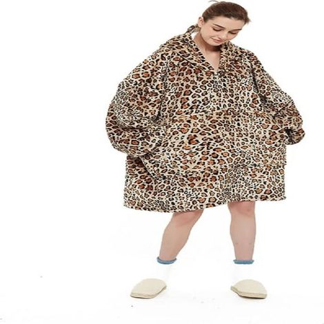 Hooded Blanket - Sleeve Blanket - Double-Sided Flannel Coral Fleece And Sherpa Lining - 150 X 120 Cm - For Adults Unisex (1/5)