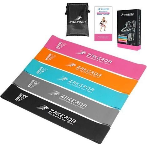 Elastisches Fitnessband, Widerstandsband mit 5 Widerstandsstufen – inklusive Aufbewahrungsbeutel