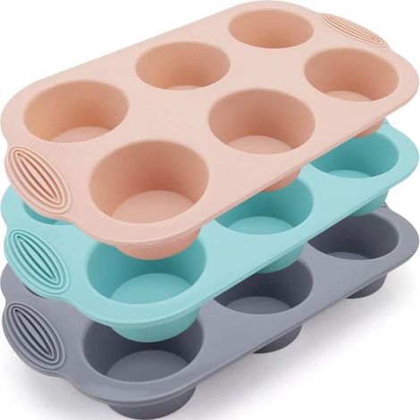Dailygoods – Muffinformen, 3er-Set – Silikon-Muffinform – Antihaftbeschichtung – Für Cupcakes/Brownies – Temperaturbeständig – Leicht (1/5)