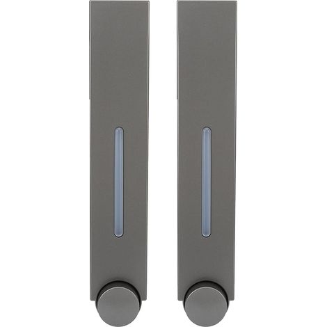 Set di 2 dispenser di shampoo/bagnoschiuma senza foratura, dispenser manuali di sapone a parete adatti per case, bagni, cucine e hotel (grigio, 2885 cm) (1/5)