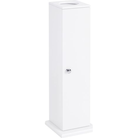 Meuble de salle de bain étroit avec porte-papier toilette et étagères, style moderne, 19,5 x 19,5 x 65 cm, blanc (1/5)