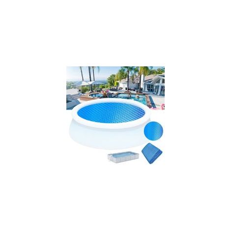 Film isolant pour piscine extérieure 450cm x 450cm, film à bulles PE rond pour piscine et baignoire, protection solaire et anti-poussière.