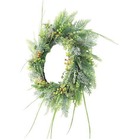 Voici une suggestion de titre en français (caractères : 172) :

Guirlande élégante feuilles vertes et baies, couronne portable pour événements spéciaux, décoration murale naturelle, accessoire festif  (1/4)